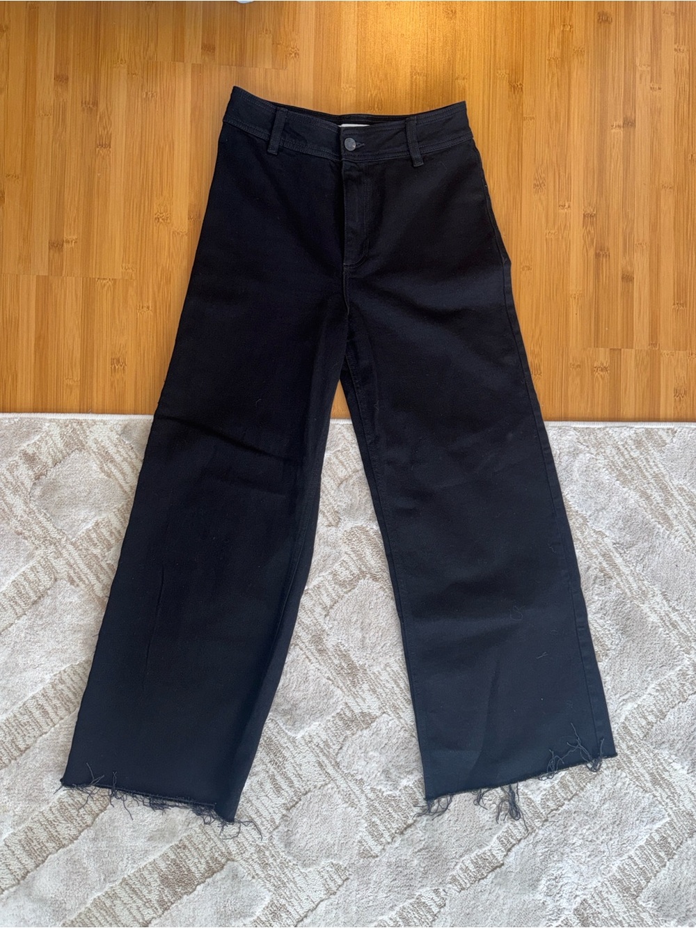 Mango Black Wide-Leg Flared Jeans
